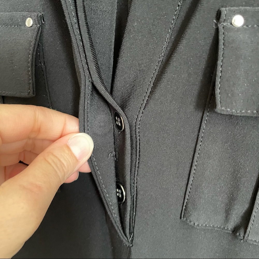 Whbm Structured Black Pocket Button Down Dress 4 - image 5